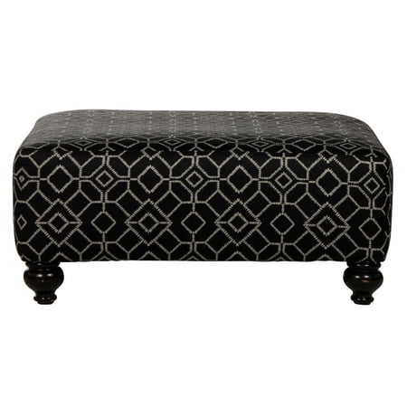 Catnapper Cora 42 Inch Square Cocktail Ottoman in Black Patterned Fabric