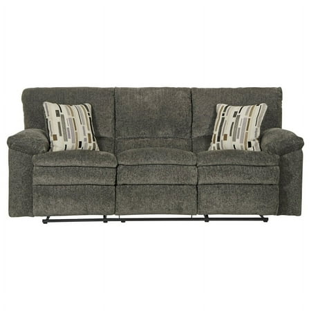 Catnapper Maxim Dual Reclining Sofa in Soft Charcoal Gray Polyester Fabric