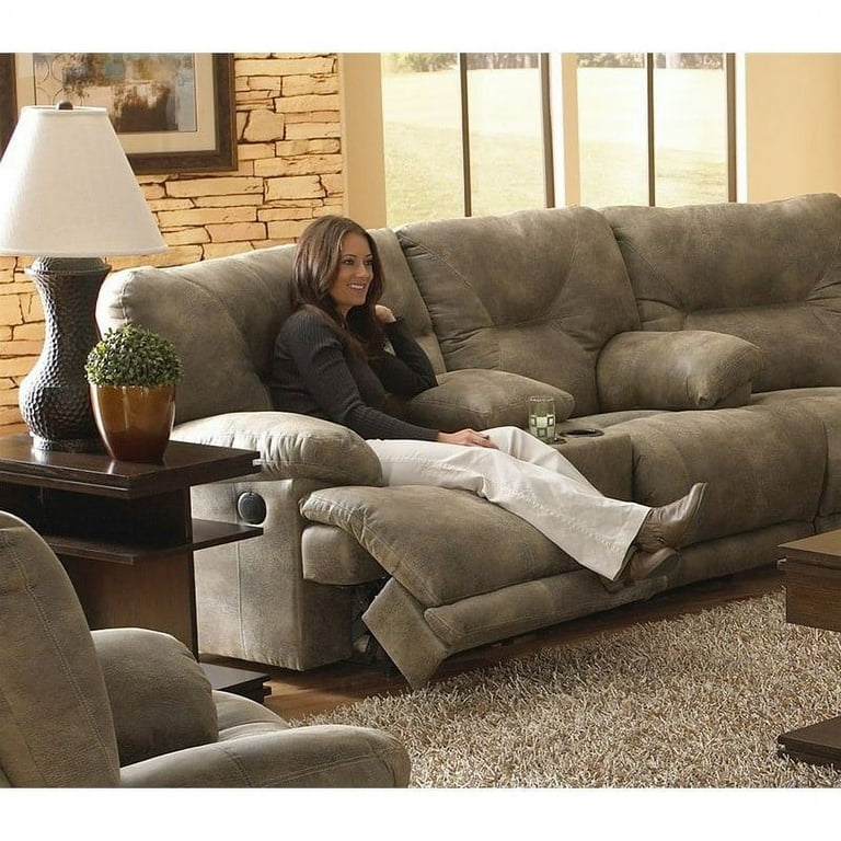 Catnapper Voyager Power Lay Flat Reclining Console Loveseat in