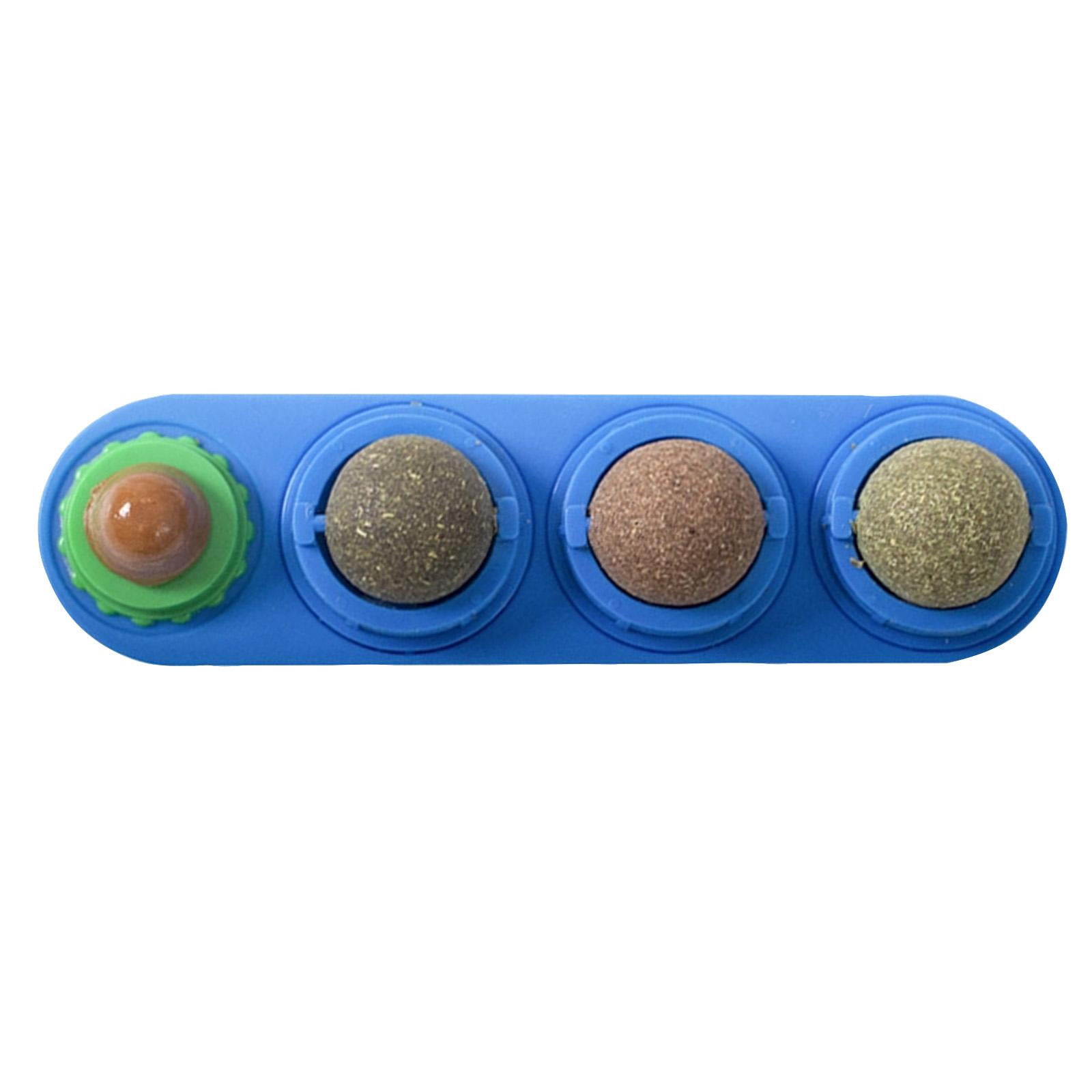 Catnip Ball Toy for Cats, Blue Rotatable Interactive Set with Catnip Silvervine Lollipop, 1 Pack Wall Mounted, for Indoor Cat Teeth Cleaning Relieving Boredom