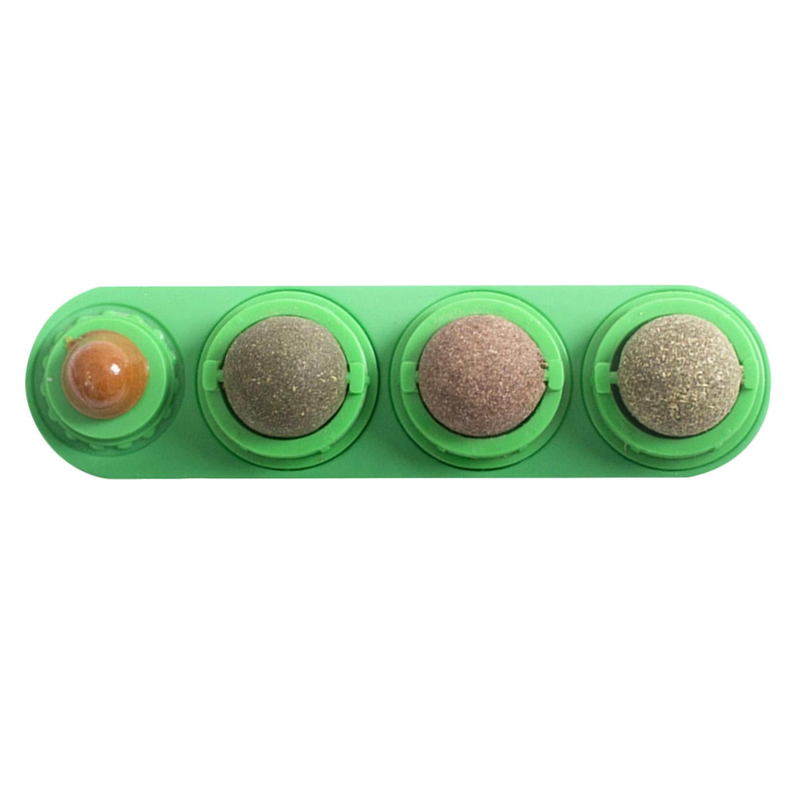 Catnip Ball Toy for Cats, Rotatable Green 4 in 1 Set, for Indoor All Breed Cats, Edible Treat Lollipop Interactive Toy to Relieve Boredom Promote Dental Health