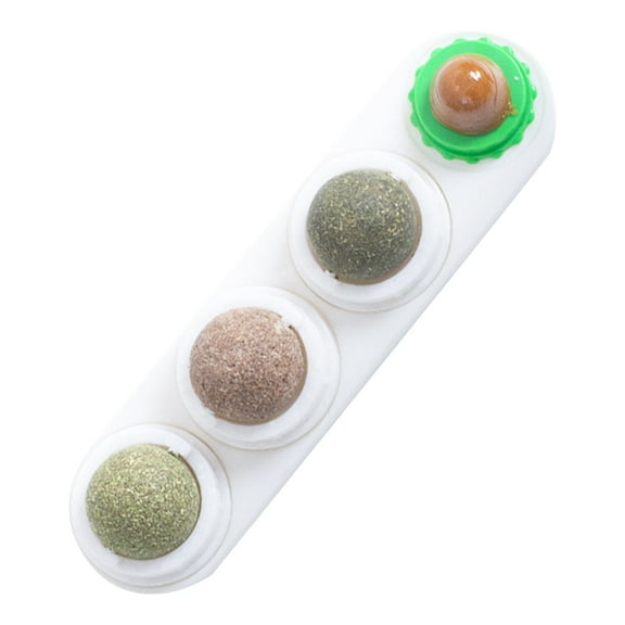 Catnip Ball Wall Toy for Cats Rotating Edible Catnip Balls for Indoor Cats Teeth Cleaning Dental Teething Chew Toy Interactive Kitten Toy, White