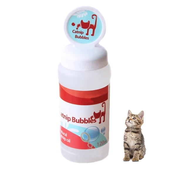 Catnip Bubble Machine for Cats, 120ml Cat Nip Bubbles for Cats, Pet Interactive Toy, Safe for Pets, Natural Liquid Catnip Oil with Bubble Wand, Cat Teasing Toy,1PCS