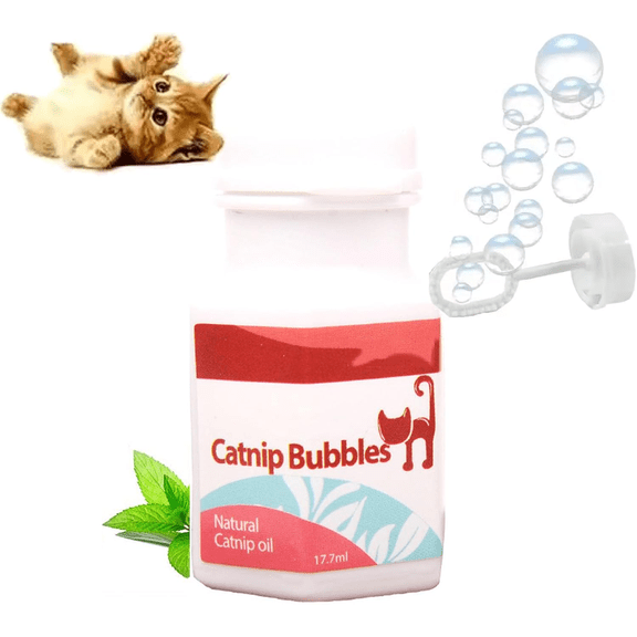 Catnip Bubble Machine for Cats, Pet Interactive Toy, 17.7ml/0.6oz Cat Nip Bubbles for Cats, Bubbles Cat Catnip Spray Toys, Natural Catnip Oil with Bubble Wand, Cats to Jump and Cat's Attention,1PCS