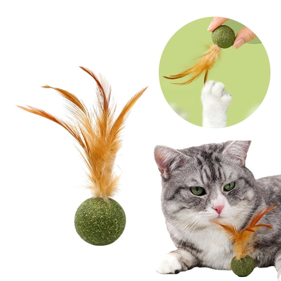 Catnip Cat Toy with Feather, Lick Chew Toys for Cats, Teeth Cleaning, Natural Safe Extract, Interactive Boredom Relief, for Indoor Cats