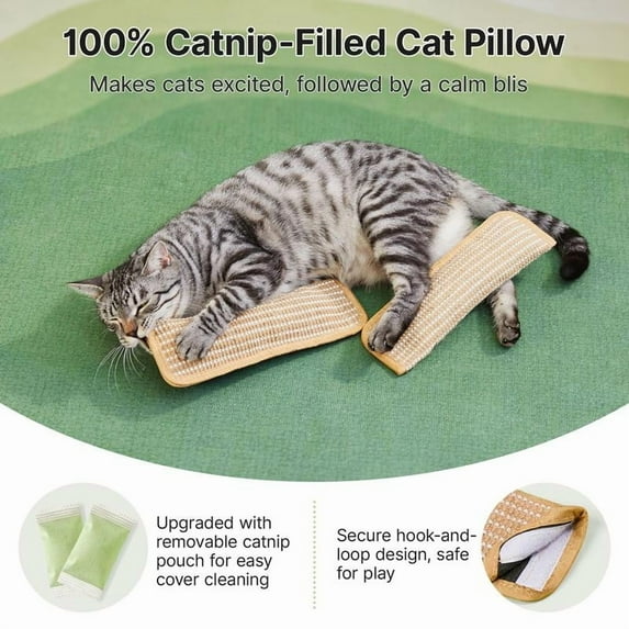 Catnip Chew Pillow Interactive Cat Toy - Durable Plush Dental Care Gadget, Anxiety Relief Pet Toy for Indoor Cats, Soft Chewable Cushion, Essential for Christmas & Valentine's Day Cat Bonding, M