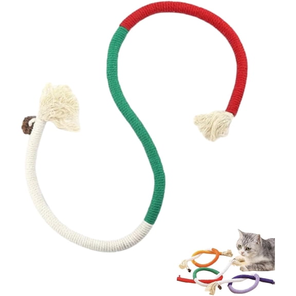 Catnip Chew Rope Toy – Natural, 27.56" Silvervine Chew Toy for Teeth Cleaning, Natural Sisal Cotton Rope Cat Toys with Catnip for Indoor Cats and Kittens Oral Care