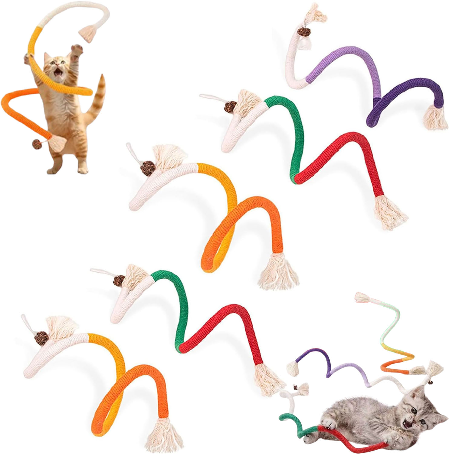 View of Catnip Chew Rope Toy - Natural,Safe Teeth Cleaning Toy for Indoor ...