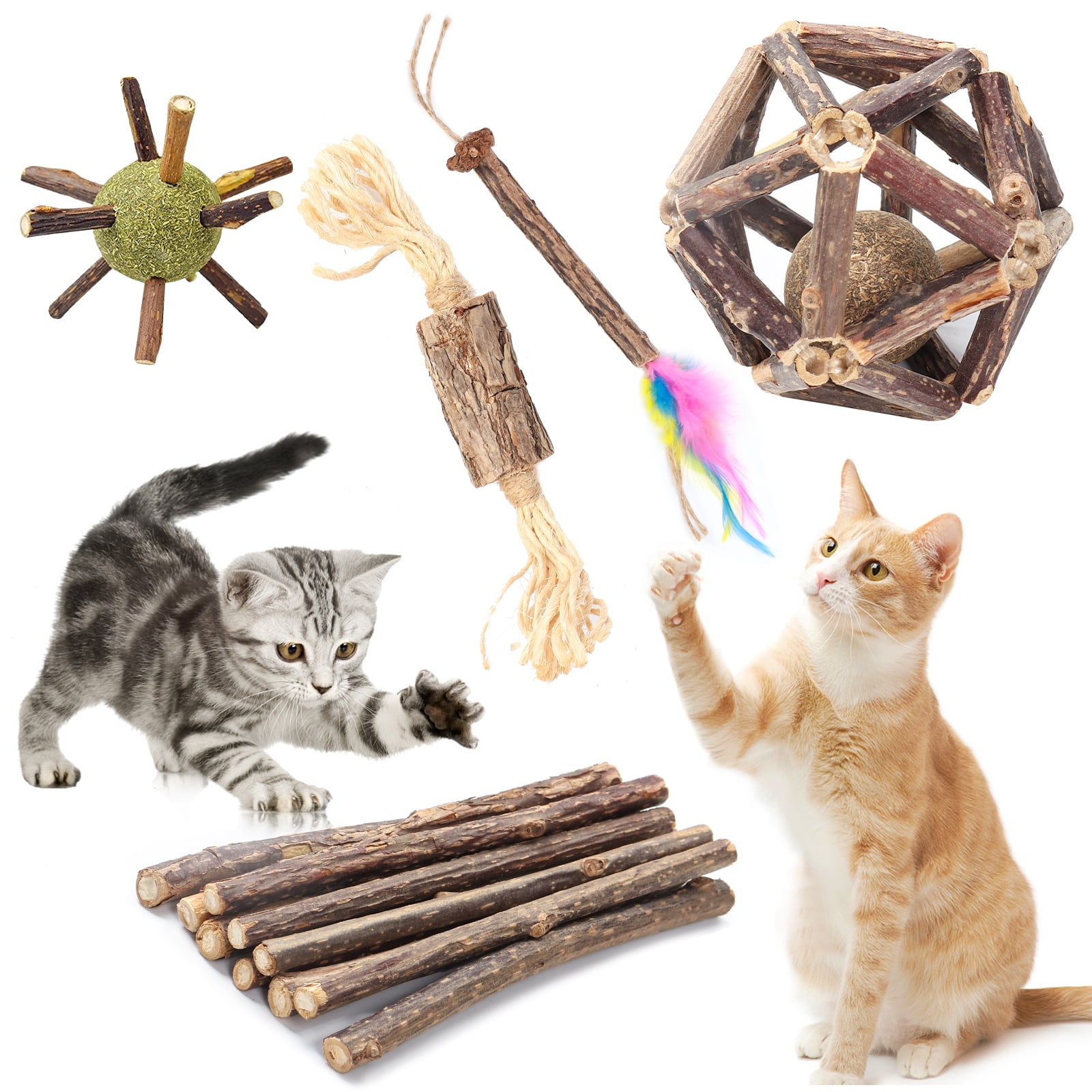 Catnip Chew Toys for Cats Natural Silvervine Sticks Catnip Ball Catnip