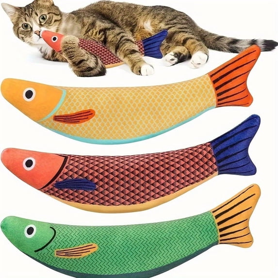 Catnip Fish Cat Toy, Crinkle Sound Plush Interactive Toy for Indoor Cats, Soft Bite & Kick Self-Play Boredom Relief, Style C