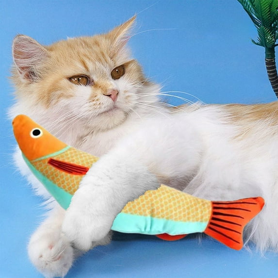 Catnip Fish-Shaped Cat Toy | Interactive Teething & Chew Toy for Cats | Realistic Seafood Design | Relieves Boredom & Massages Gums | Durable Polyester | 7.87x2.36x1.18in | 1 Pack