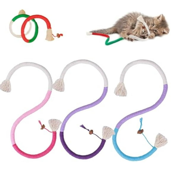 Catnip-Infused Organic Cotton Chew Rope Toys for Cats, Cat Toy Self-Entertainment Artifact to Teeth Cleaning, Cat Chew Ropes with Catnip for Indoor Kittens (B)