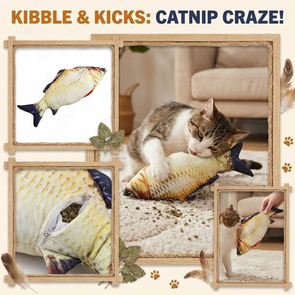 Catnip Infused Teaser Wand For Cats, Cat Chew Molar Toy, Interactive Cat Toy - With Catnip For Natural Chewing, 8-Inch Minnow Shaped, No Zipper Design - For Indoor Kittens &