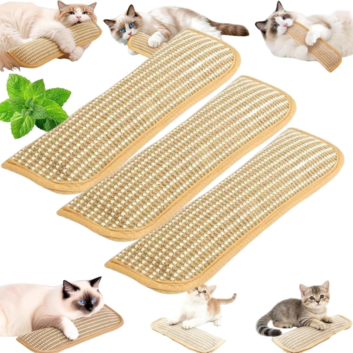 Catnip Kicker Pillow, Catnip Pillows for Cats, Sisal Catnips Pillow Toy Kickers, Catnips Pillows, for Indoor Scratching, Chewing & Teething, Anxiety Relief (3pcs, Large(14 * 5))