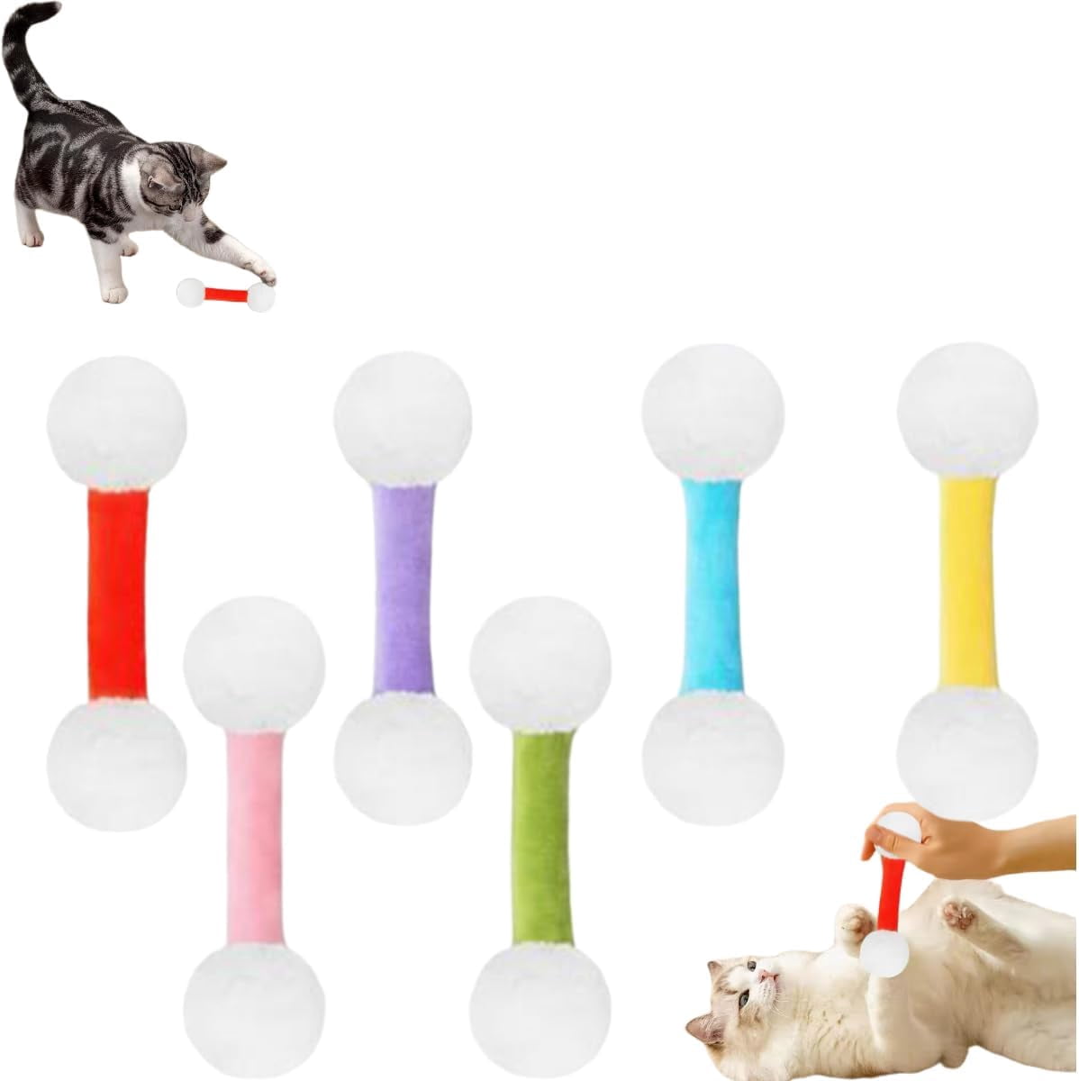 Catnip Kicker Toys Set Of 6, Soft Plush Interactive Chew Sticks For Cats Teething Play