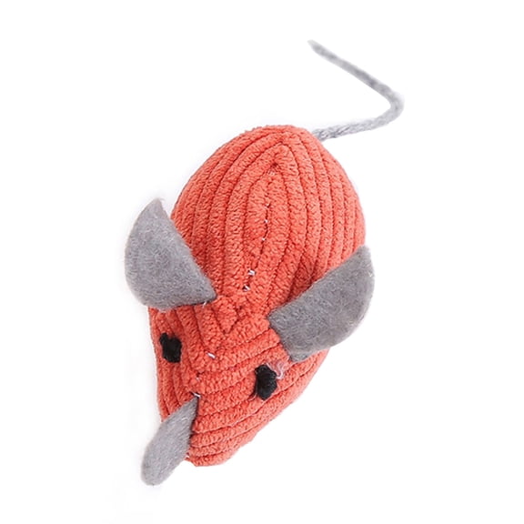 Catnip Plush Mouse Toy, Soft Faux Prey Kitten Plaything with Ears and Tail, Interactive Chase and Bite Toy for Cats, Hunting Instinct Play, Orange, 1 Count