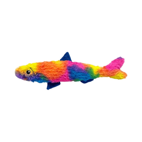 Catnip Rainbow Fish Cat Toy, Crinkle Paper Squeaky Woolen Yarn Kicker Toy for Indoor Cats Foraging and Chasing, Multicolor