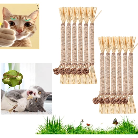 Catnip Silvervine Cat Toys, Cute Interactive Dental Chew Toys for Indoor Kittens & Aggressive Chewers(LR 8.6in 12PCS)