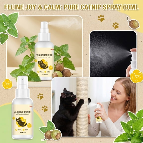 Catnip Spray for Cats, Catnip Inducer Mist with Natural Nepetalactone, Calming & Playful Stimulation, Indoor Cat Enrichment, 2oz