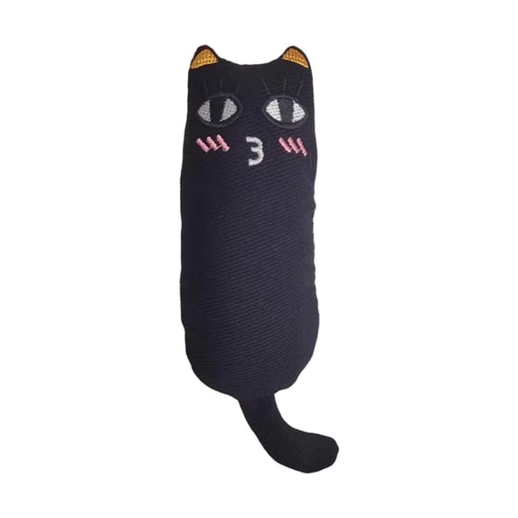 Catnip Toys,Cat Kitten Chew Kicker Interactive Natural Catnip Cotton Toys for Anxiety Relief Bored Crazy Black