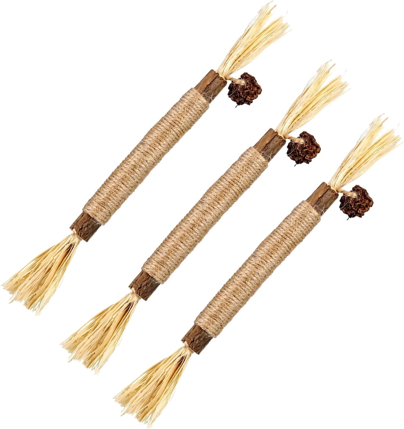 Catnip Toys for Indoor Cats, Natural Cat Chew Toys for Kitten Teething Cleaning, Interactive Adult Cat Toys for Cat Exercise- 3 Packs