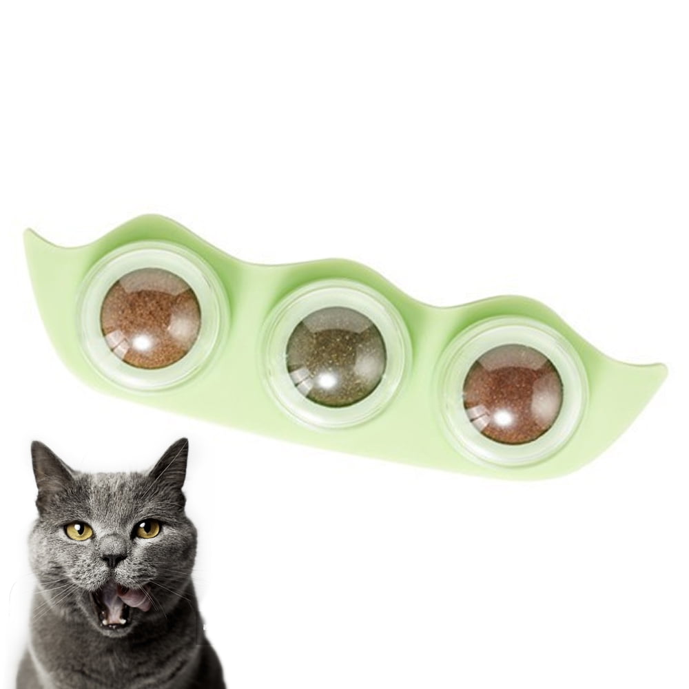 Catnip Wall Ball Toys – Rotatable Cat Snack Edible Balls with Natural ...