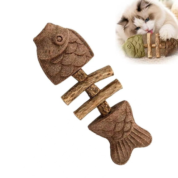 Catnip and Silvervine Chew, Natural Catnip & Silvervine Teeth Cleaning Stick, Fix Cat Dental Health, Durable Wooden Feline Tooth Care Tool