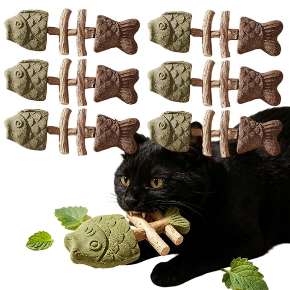 Catnip and Silvervine Chew & Natural Teeth Cleaning, for Indoor Cats Chewing Biting and Stress Relief