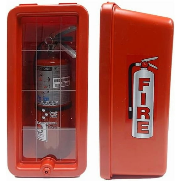 Cato 10551-H Red Plastic Chief Fire Extinguisher Cabinet for 2-1/2 or 5 lb. Extinguisher, with Hammer and Cylinder Lock