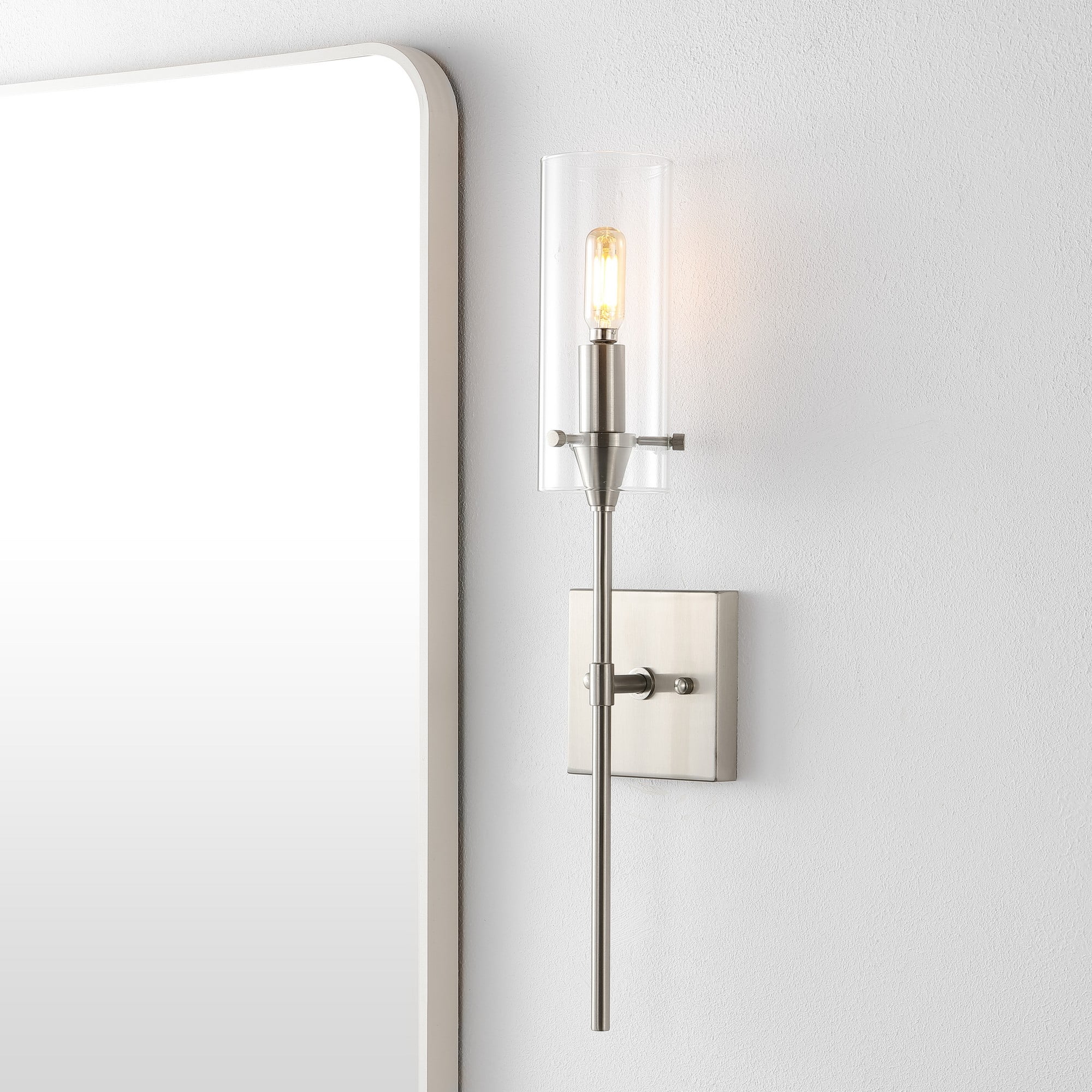 Cato Brushed Nickel LED Vanity Light with Clear Glass Shade