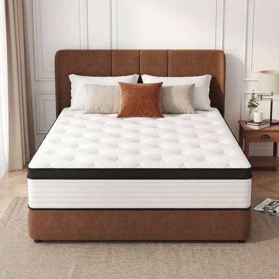 CatosaHome 10 Inch Queen Medium Firm Hybrid Mattress with Pocket Coils