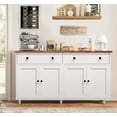 thumbnail image 1 of Catrimown 55" Coffee Bar Cabinet, Kitchen Storage Cabinet with 2 Drawers and 4 Doors, Sideboard Buffet Cabinet with Adjustable Shelf for Kitchen, Dining Room, White, 1 of 8