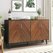Catrimown 58'' Sideboard Buffet Cabinet, Credenza and Sideboard Storage Cabinet, Mid Century Modern Accent Cabinet for Living Room, Black