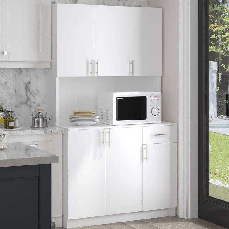 Catrimown 72 Kitchen Pantry Cabinets Storage Cabinet With Microwave Stand Tall Freestanding Cupboard White Com