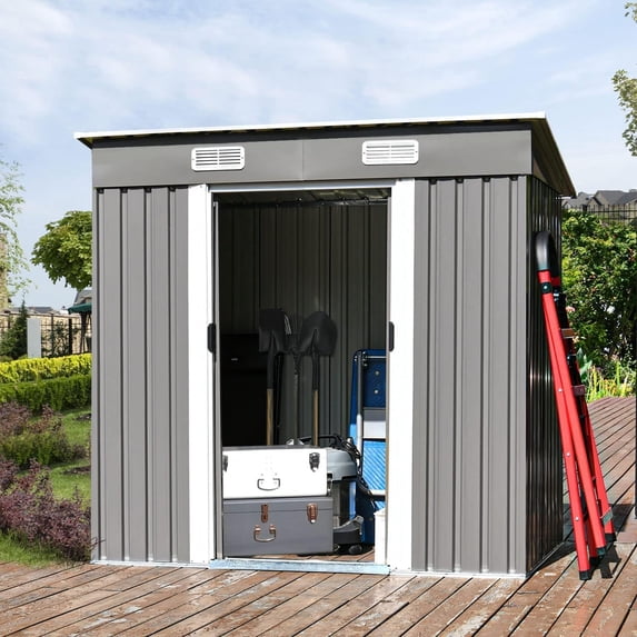 Catrimown All Weather Shed Metal, 70.24"x 72.44"x 47.24", Gray
