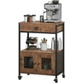 thumbnail image 1 of Catrimown Coffee Cart, Coffee Bar Microwave Cart with Storage, Coffee Cart Station, Rustic Brown, 1 of 8