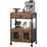 Catrimown  Coffee Cart, Rolling Kitchen Cart, Microwave Cart Microwave Stand, Coffee Station, Brown