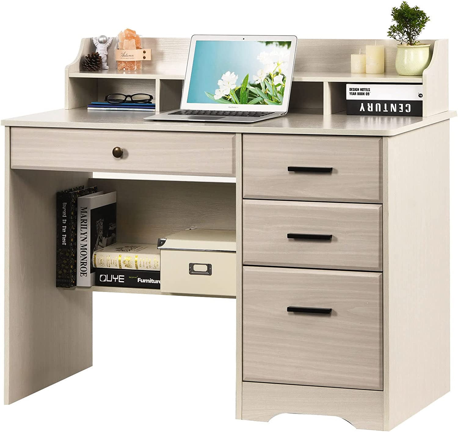 Mainstays 6 Cube Storage Computer Desk Canyon Walnut Walmart