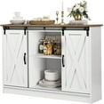 thumbnail image 1 of Catrimown Farmhouse Coffee Bar Cabinet , 42”  Buffet Sideboard Cabinet with Sliding Door, Sideboard Storage Cabinet, White, 1 of 8