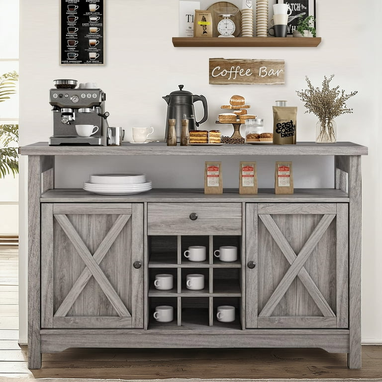 HOSTACK Farmhouse Coffee Bar Cabinet, 47 Kitchen Buffet Cabinet