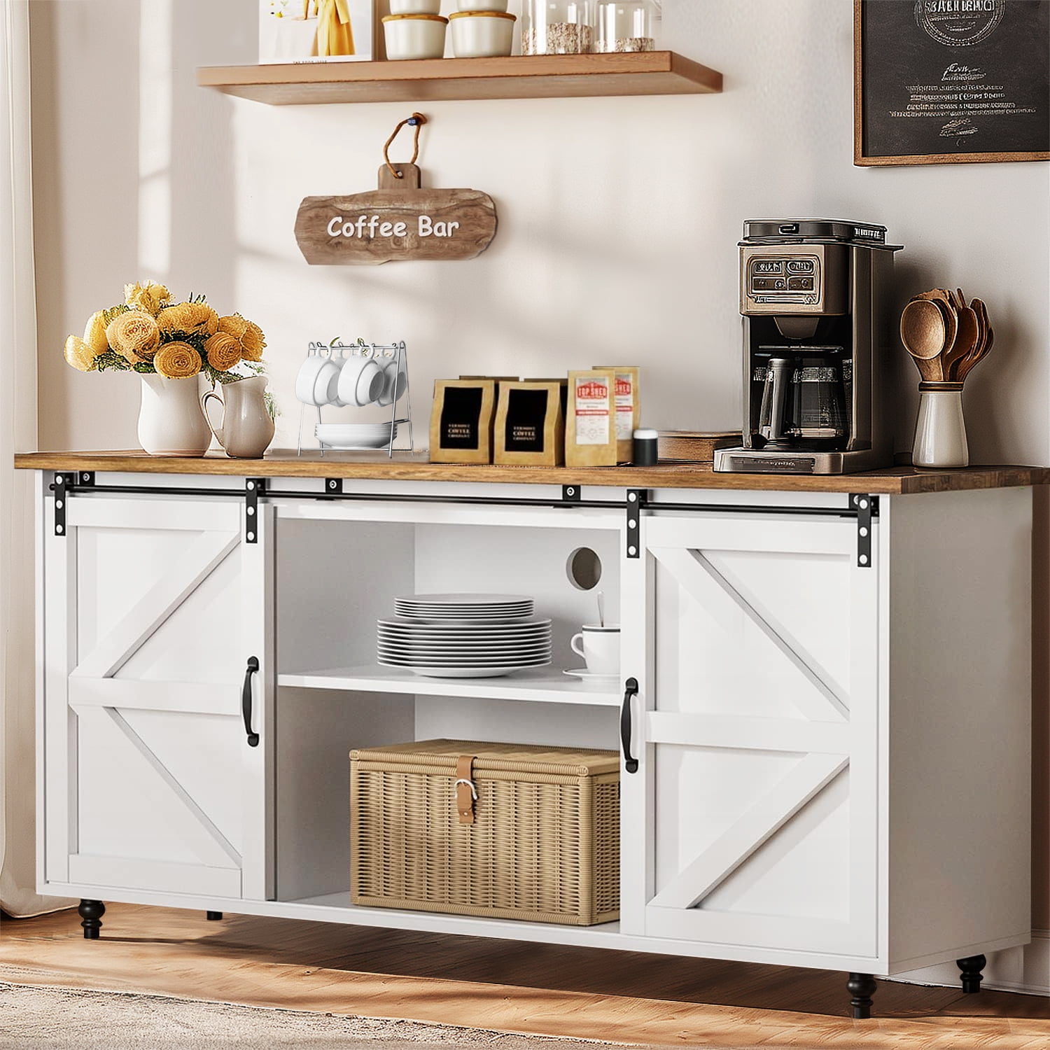 A Peek at Our New Coffee Station Cabinet with Pocket Doors! - The