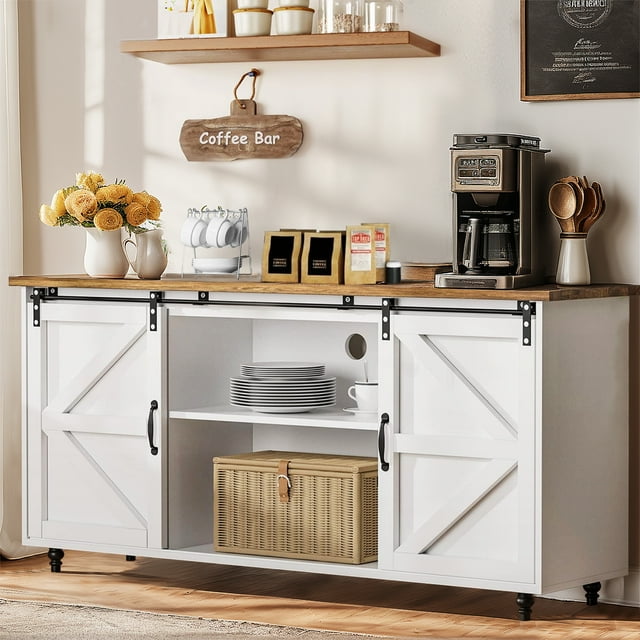 Catrimown Farmhouse Coffee Bar 58'' Kitchen Buffet Sideboard