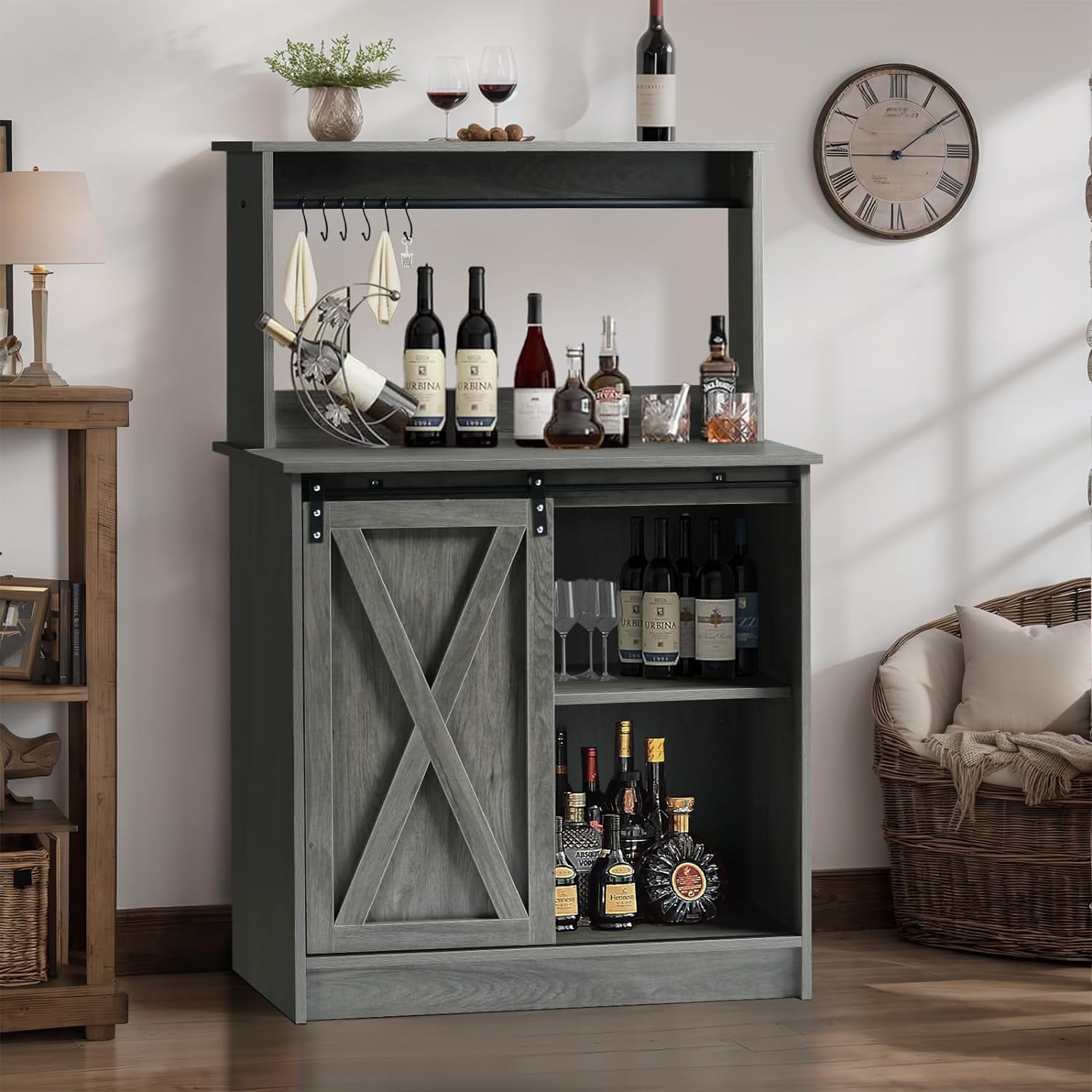 Catrimown Farmhouse Coffee Bar Sideboard Buffet with