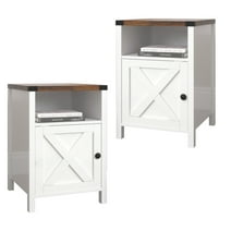 Catrimown Farmhouse End Table for Living Room Set of 2, Side Table Nightstand for Living Room Bedroom, White