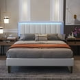 thumbnail image 1 of Catrimown Full Size Led Bed Frame, Upholstered Modern Bed Frame with with Faux Leather Headboard, No Box Spring Needed, White, 1 of 6