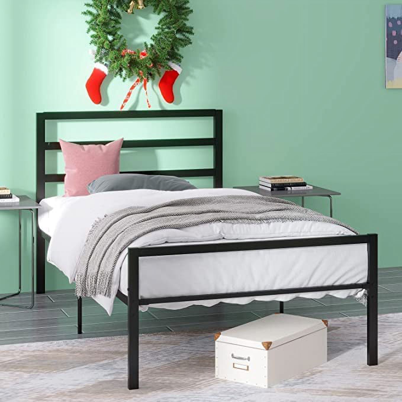Catrimown Twin Bed Frame with Headboard and Footboard, 14 Inch Platform