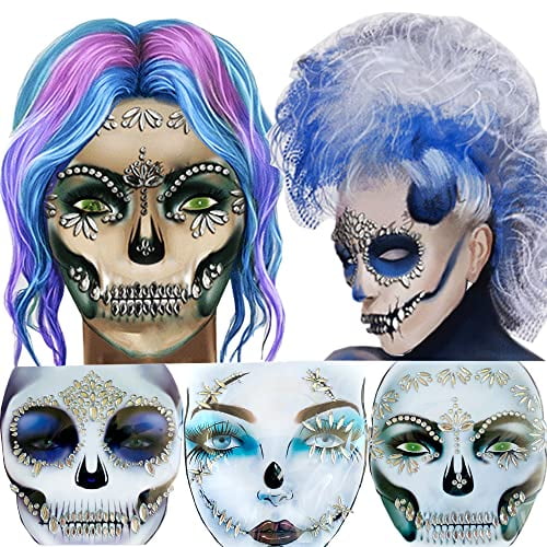 Catrina Face Jewels Day of the Dead Face Jewels Tattoo, Jack-O-Lantern  Temporary Face Gems, Rhinestone Suger Skull Face Tattoo Stickers for Men  Women Kids Halloween Festival Rave Party Cosplay Makeup, 