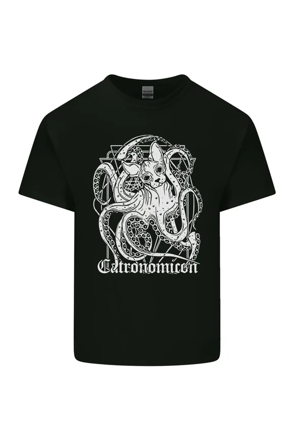 Catronomicon Devil Octopus Cat Mythology with a Goth and Macabre Unisex T-Shirt, up to size 5XL