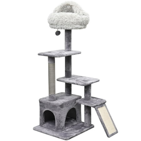Catry 4-Level Grey Cat Tree With Condo and Scratching Pad, 48'' Height