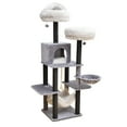 thumbnail image 1 of "Catry 63"" 7-Level Gray Cat Tree Tower for Large Cats with Hammock, Scratching Post, Plush Perches, LED Ball", 1 of 6
